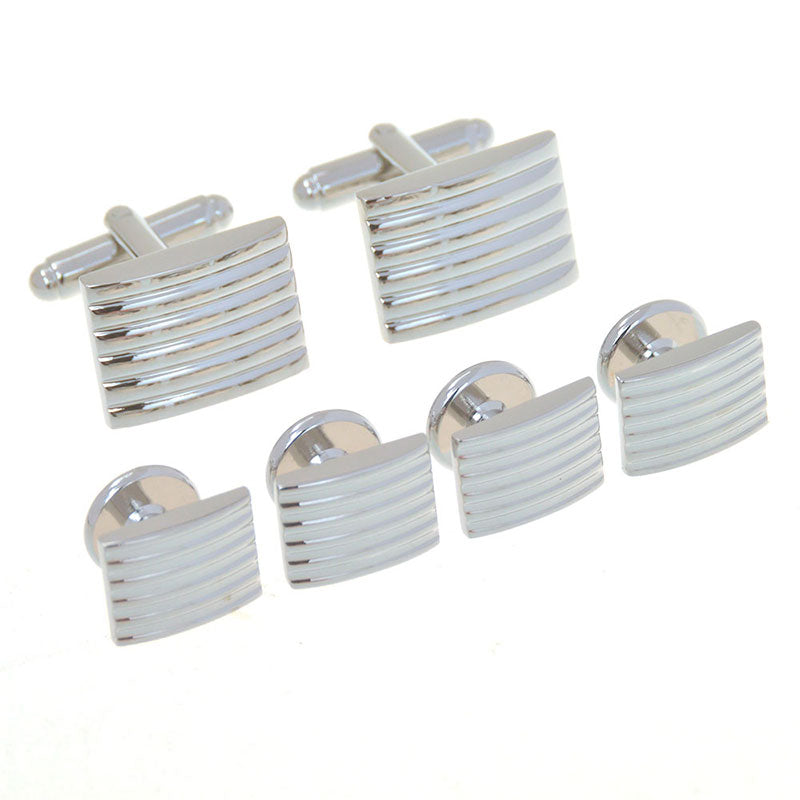 Plain Colour Metal Cufflinks And Collar Set