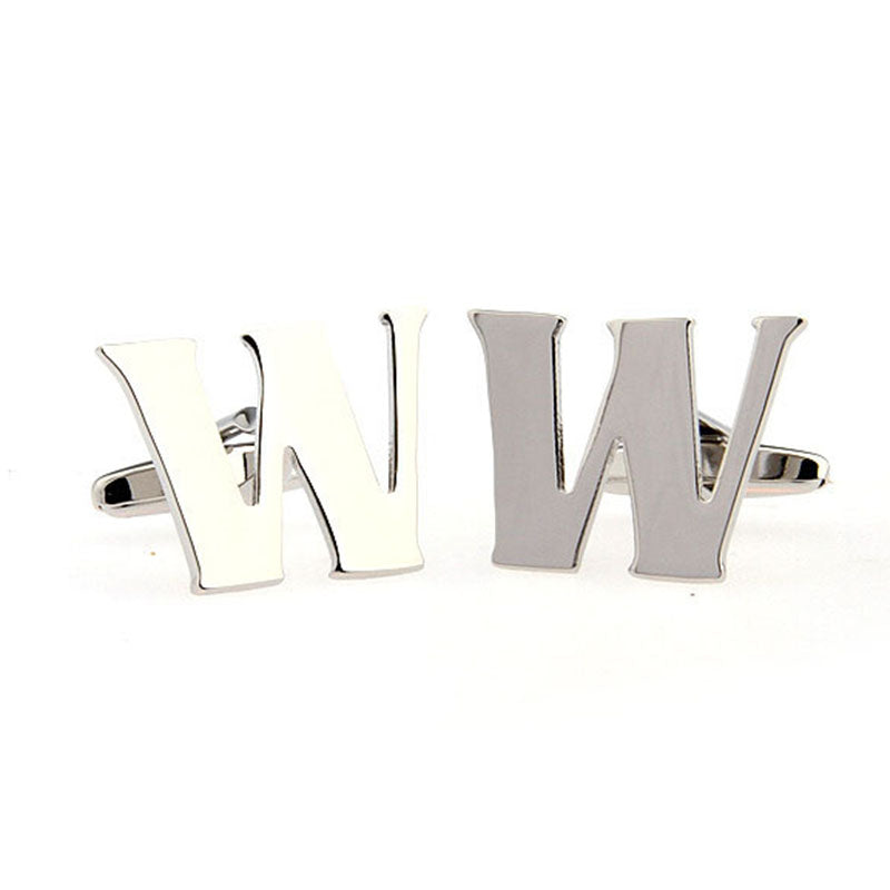 Number Letter Plain Colour Metal Cufflinks