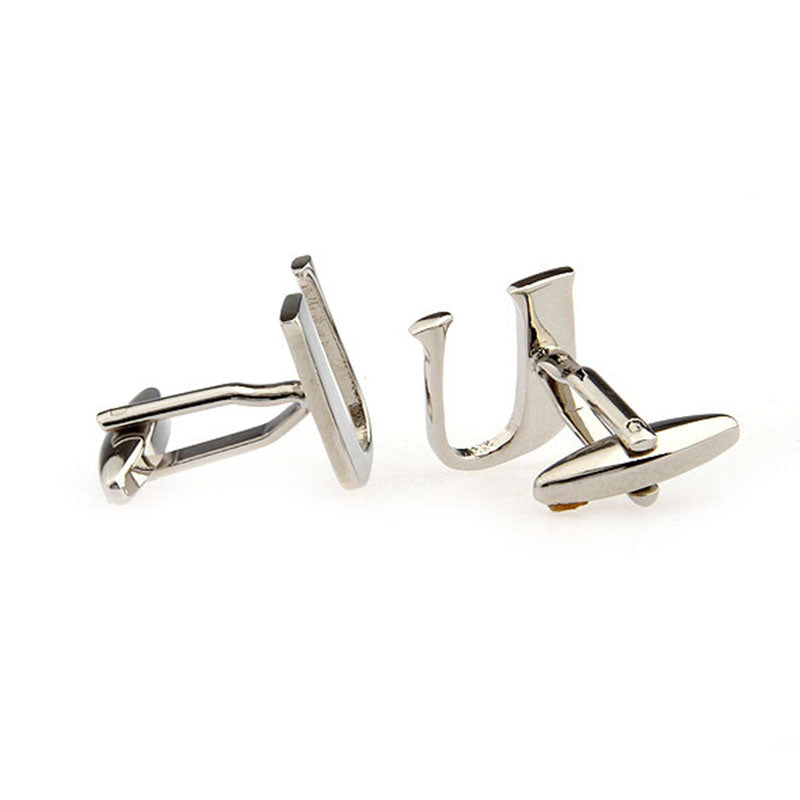 Number Letter Plain Colour Metal Cufflinks