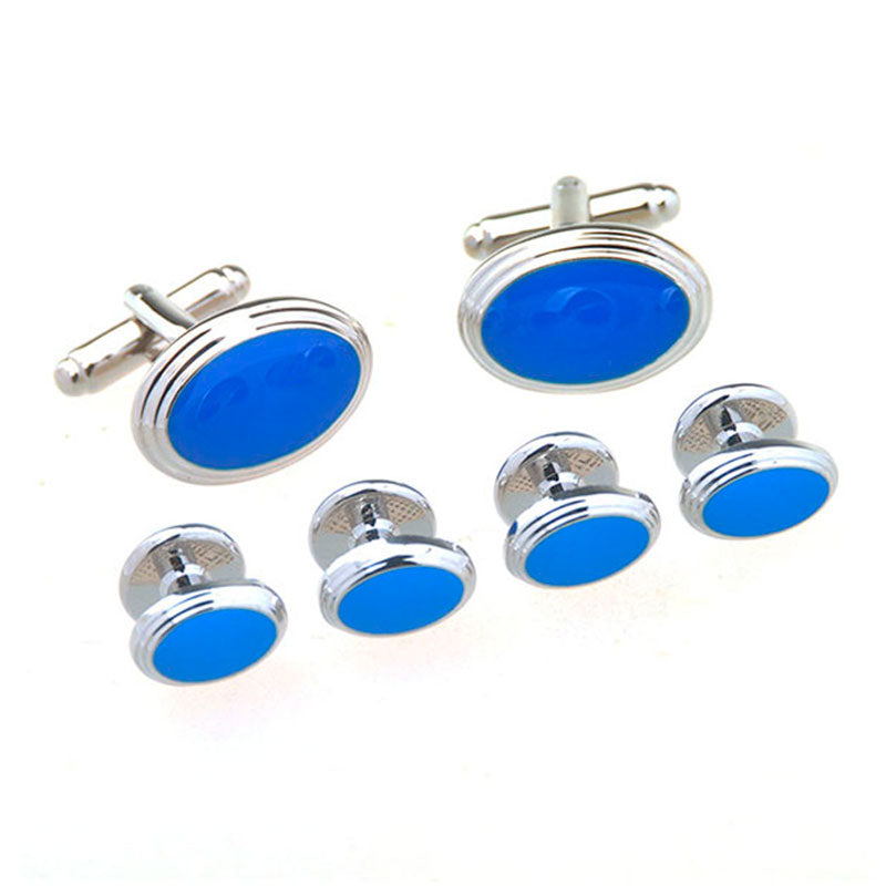 Enamel Dropping Glue Cufflinks And Collar Set