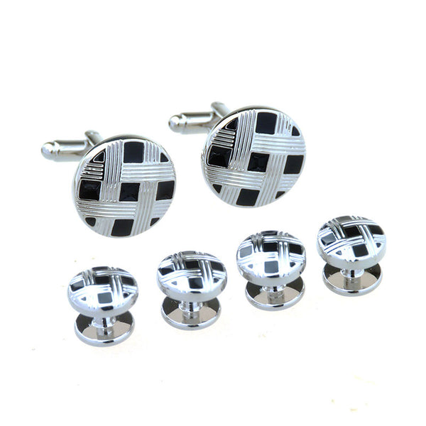 Enamel Dropping Glue Cufflinks And Collar Set