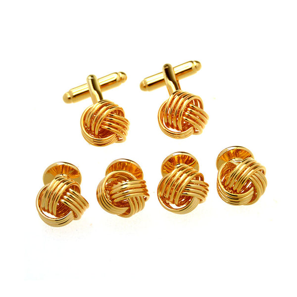 Laser Laser Chinese Knot Plain Colour Metal Cufflinks And Collar Set