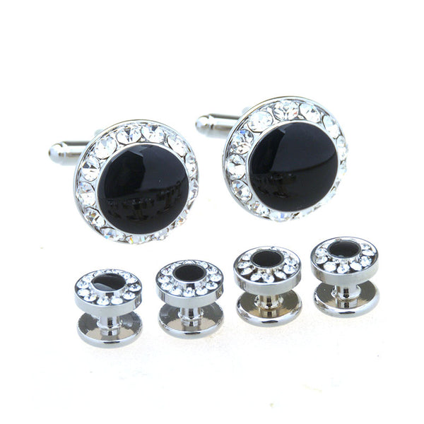 Crystal Zircon Cufflinks And Collar Set