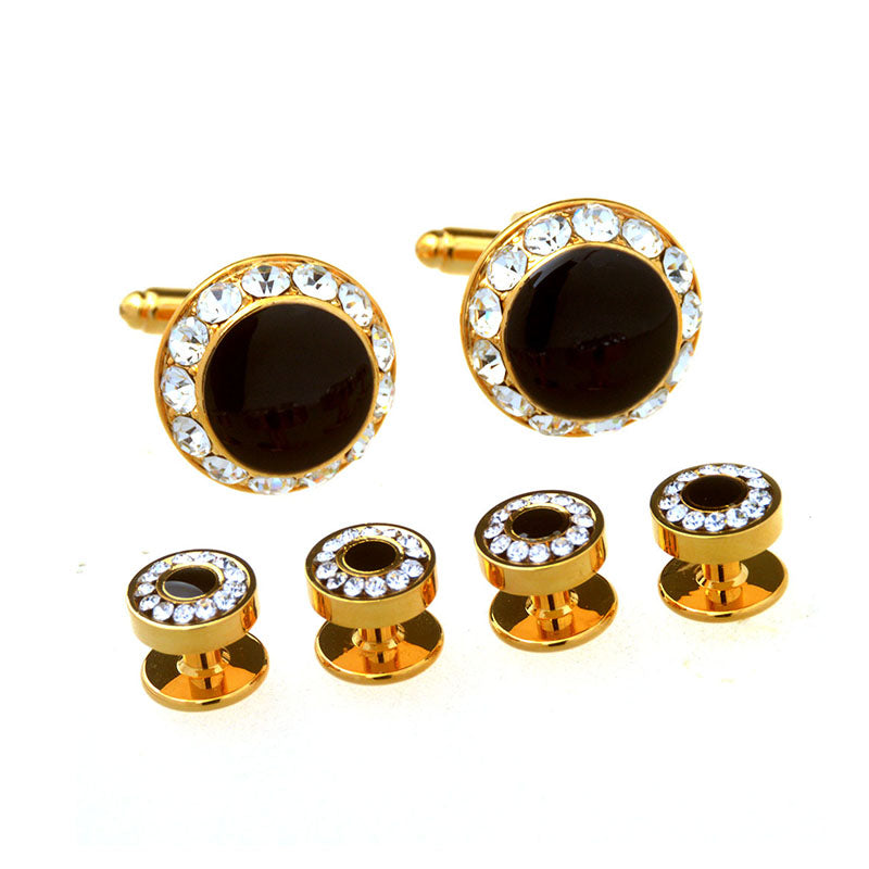 Crystal Zircon Cufflinks And Collar Set