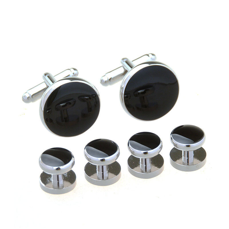 Enamel Dropping Glue Cufflinks And Collar Set