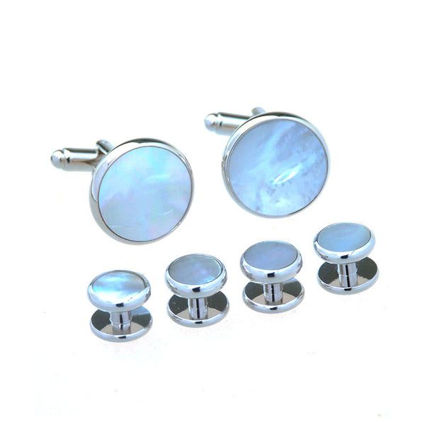 Shells Agate Cufflinks And Collar Set
