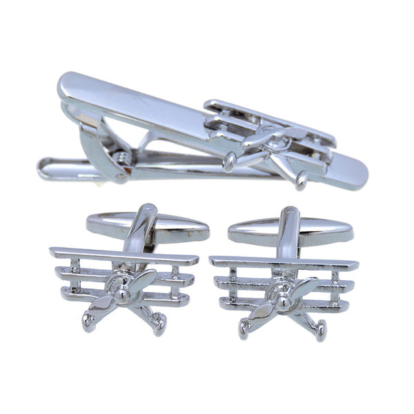 Military Tools Plain Colour Metal Cufflinks And Collar Set