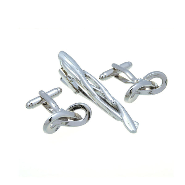 Plain Colour Metal Cufflinks And Collar Set