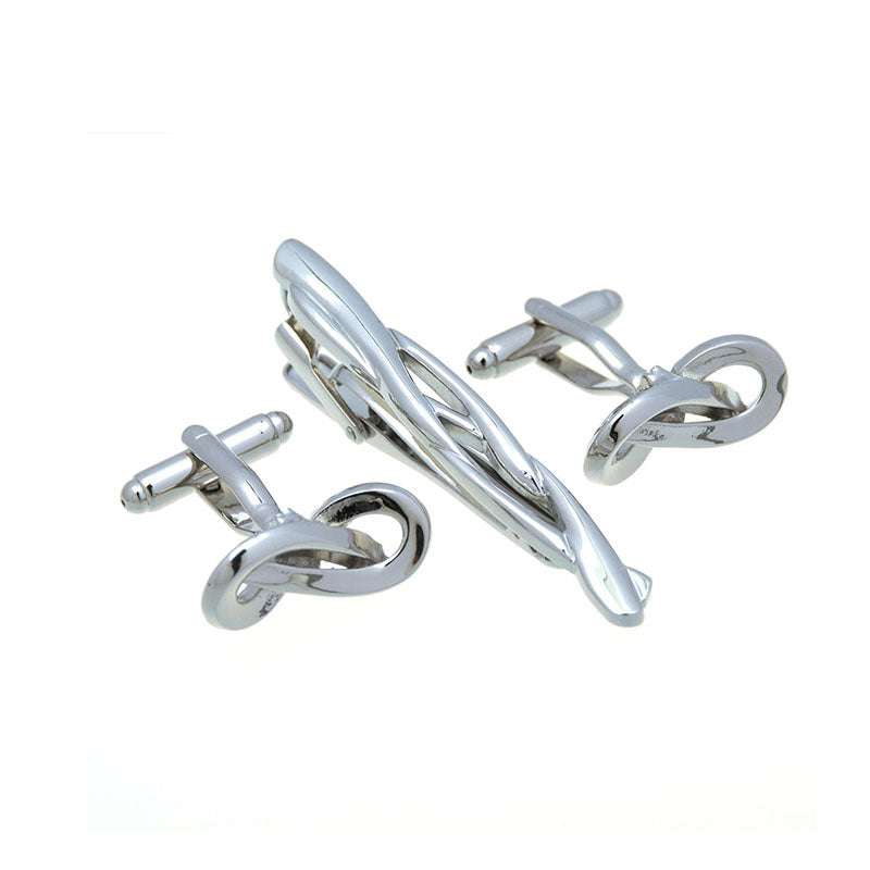 Plain Colour Metal Cufflinks And Collar Set
