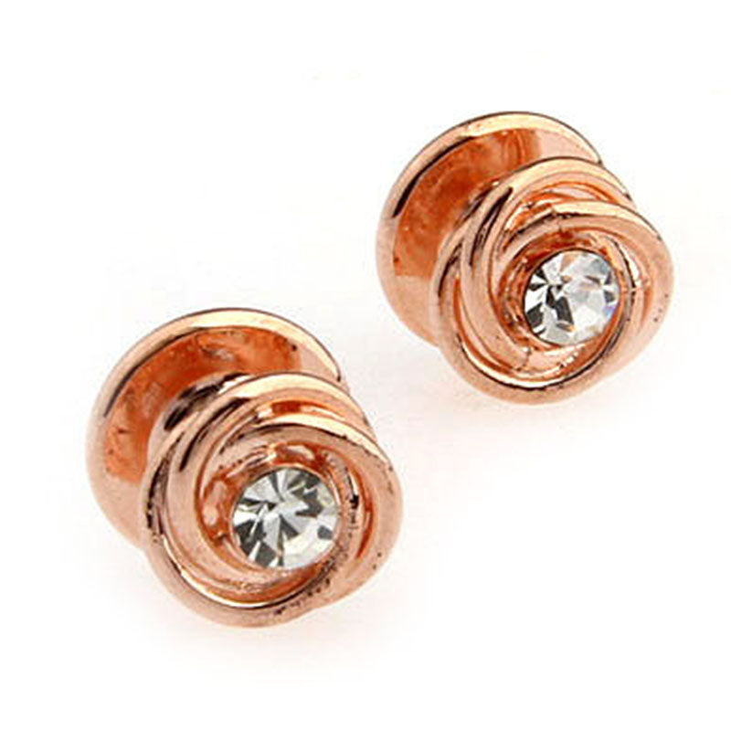 Laser Laser Chinese Knot Crystal Zircon Collar Studs