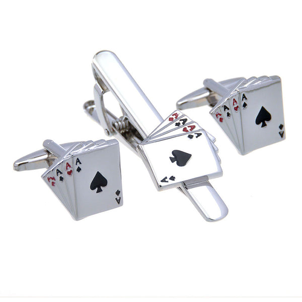 Movies Gambling Enamel Dropping Glue Cufflinks And Collar Set