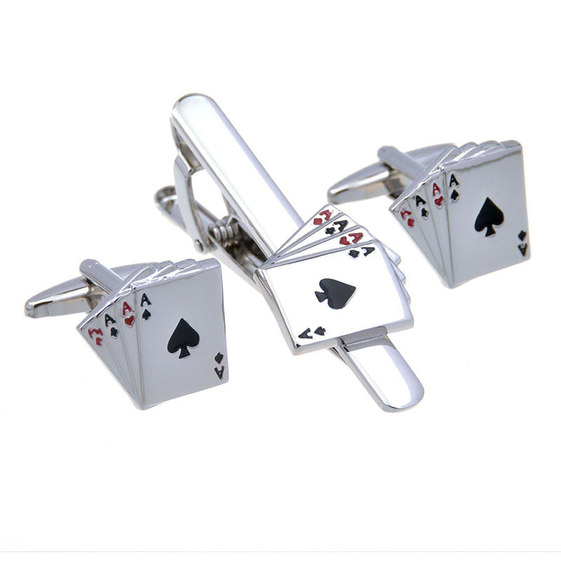 Movies Gambling Enamel Dropping Glue Cufflinks And Collar Set