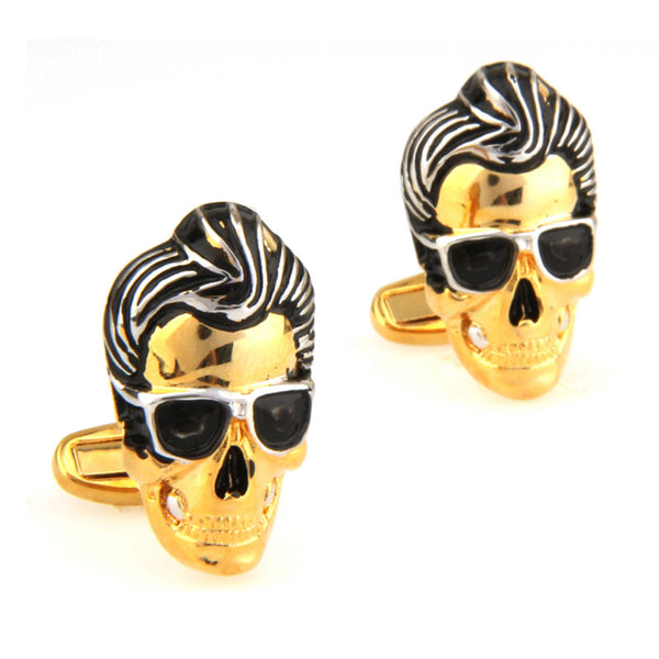 Interesting Skull Grease Baking Paint Cufflinks