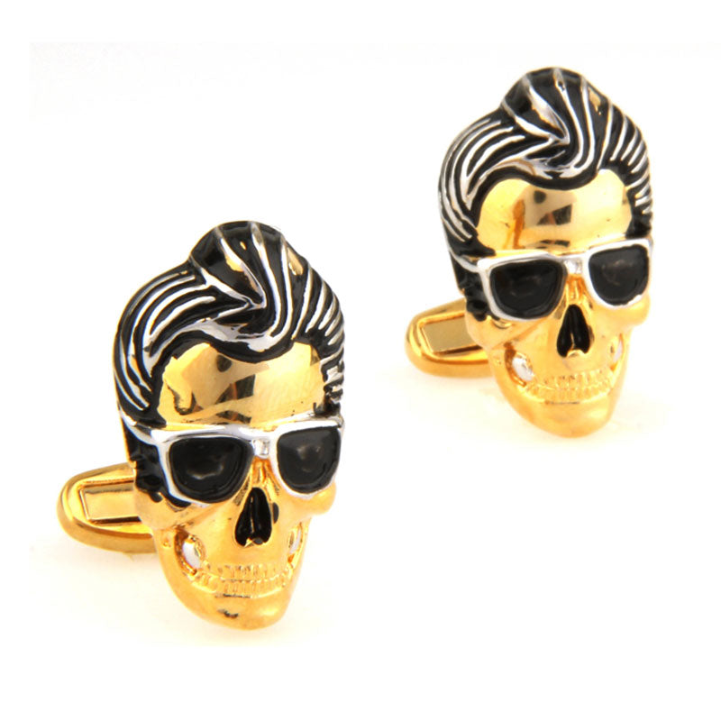 Interesting Skull Grease Baking Paint Cufflinks