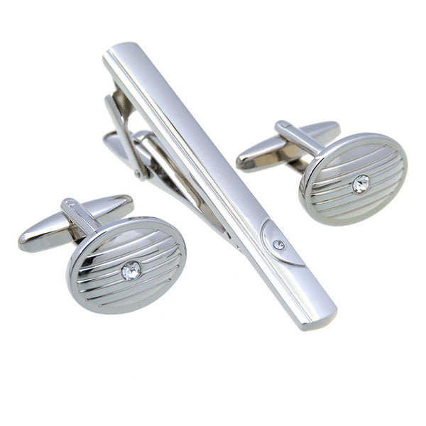 Crystal Zircon Cufflinks And Collar Set