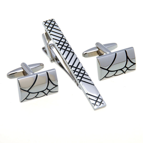 Enamel Dropping Glue Cufflinks And Collar Set