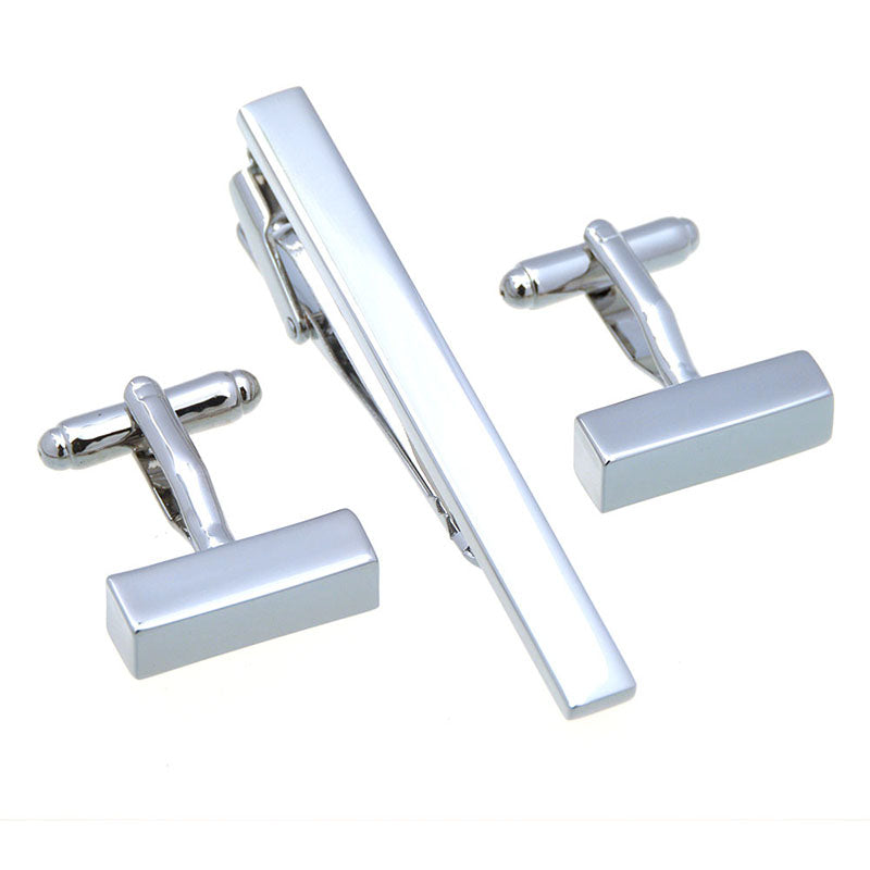 Plain Colour Metal Cufflinks And Collar Set