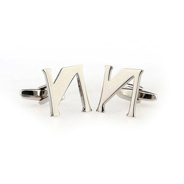 Number Letter Plain Colour Metal Cufflinks