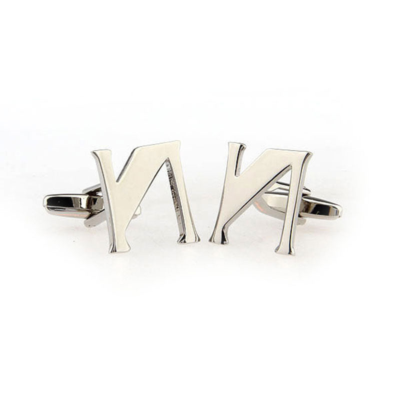 Number Letter Plain Colour Metal Cufflinks