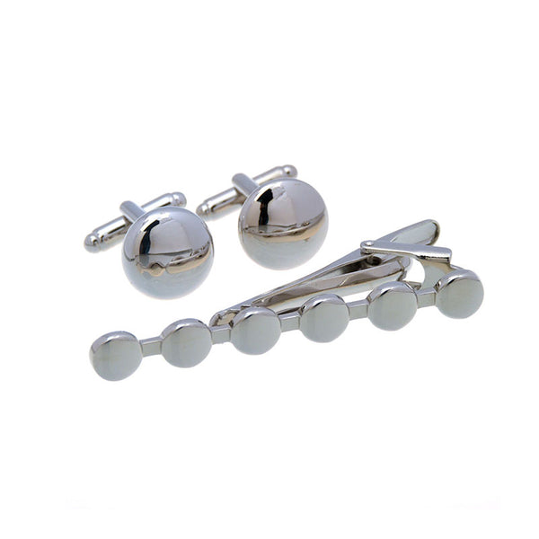 Plain Colour Metal Cufflinks And Collar Set