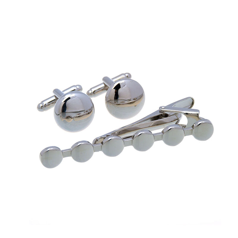 Plain Colour Metal Cufflinks And Collar Set