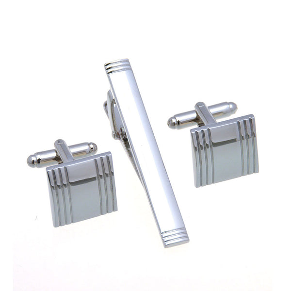 Plain Colour Metal Cufflinks And Collar Set