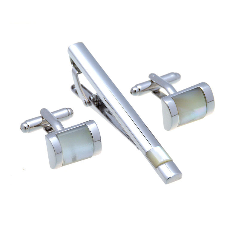 Shells Agate Cufflinks And Collar Set