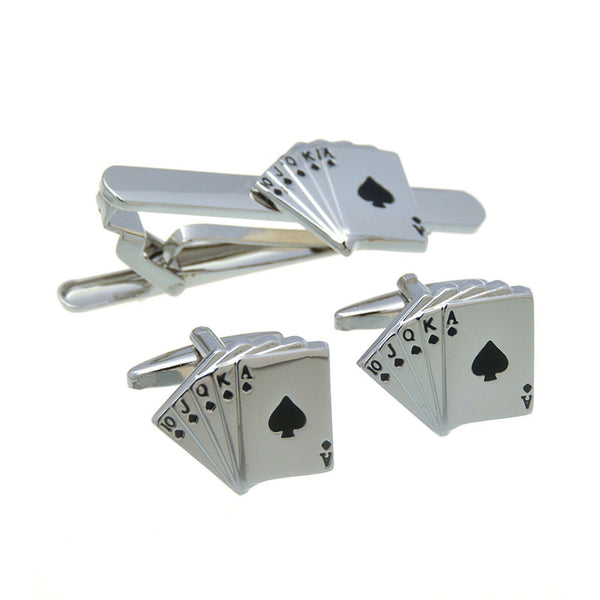 Movies Gambling Enamel Dropping Glue Cufflinks And Collar Set