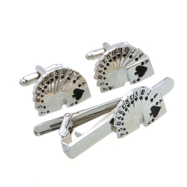 Movies Gambling Enamel Dropping Glue Cufflinks And Collar Set
