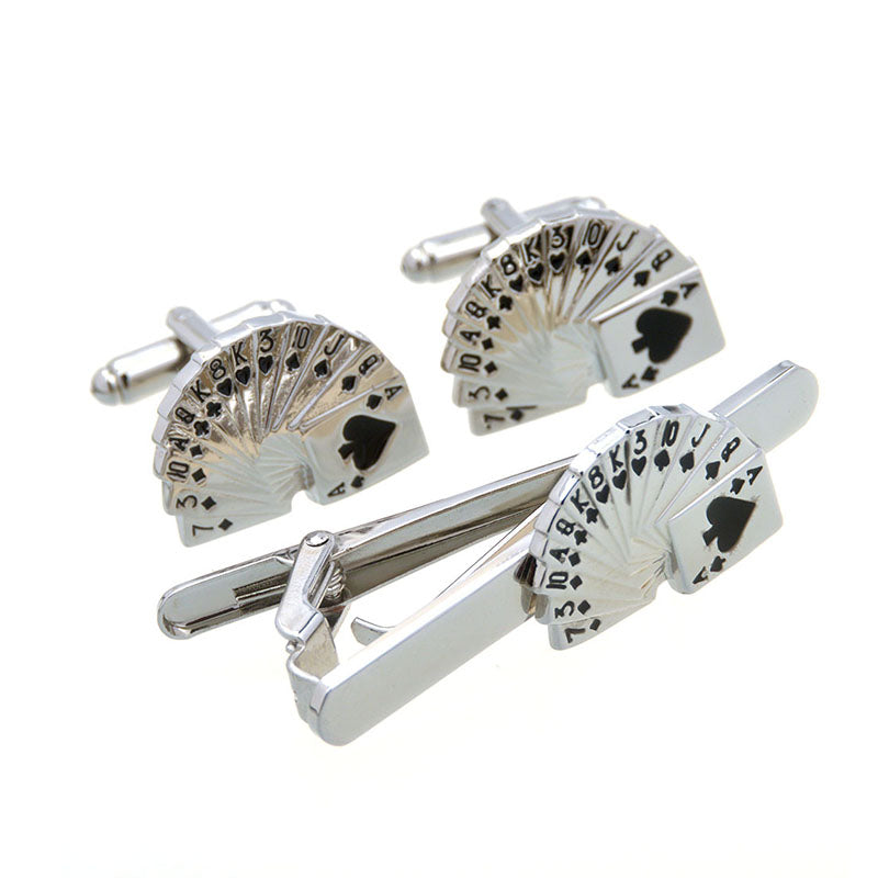 Movies Gambling Enamel Dropping Glue Cufflinks And Collar Set