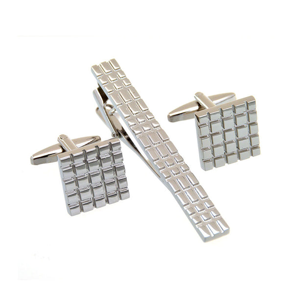 Plain Colour Metal Cufflinks And Collar Set