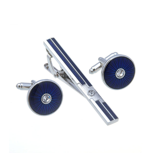 Crystal Zircon Cufflinks And Collar Set