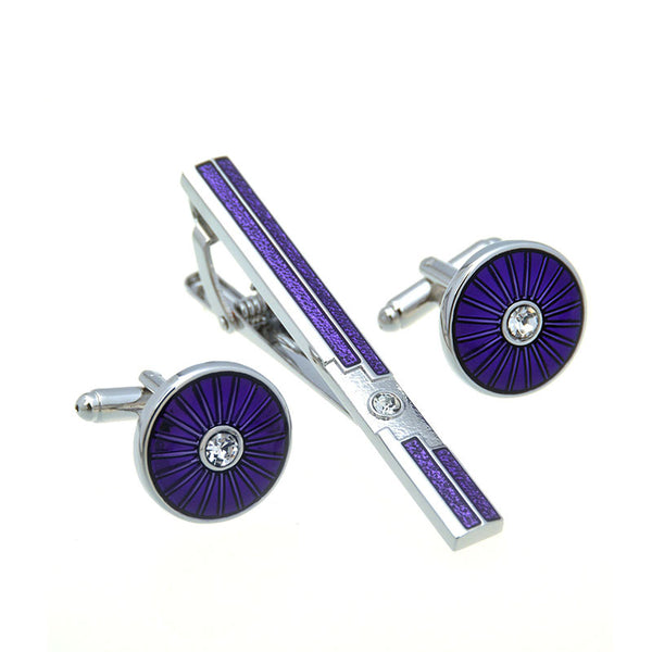 Crystal Zircon Cufflinks And Collar Set