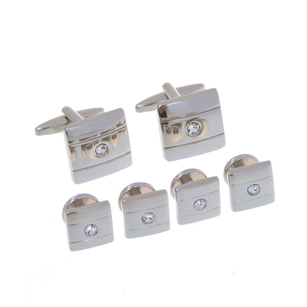Crystal Zircon Cufflinks And Collar Set