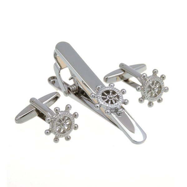Military Tools Plain Colour Metal Cufflinks And Collar Set