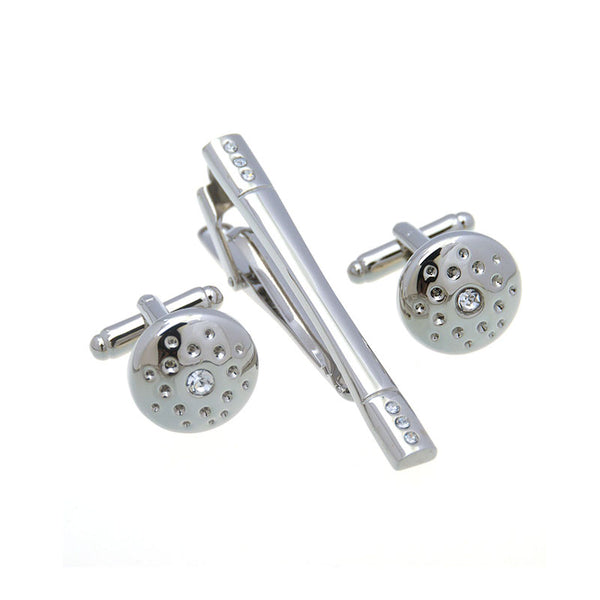Crystal Zircon Cufflinks And Collar Set