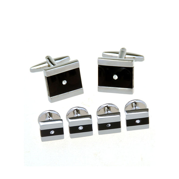 Crystal Zircon Cufflinks And Collar Set
