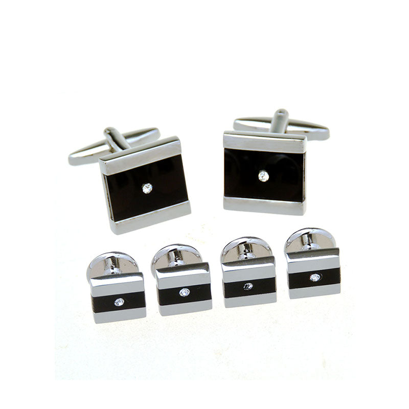 Crystal Zircon Cufflinks And Collar Set