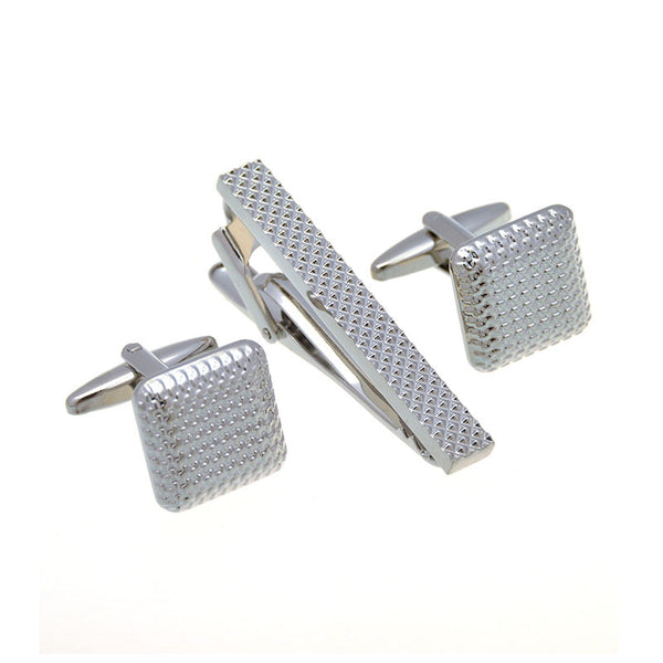 Plain Colour Metal Cufflinks And Collar Set