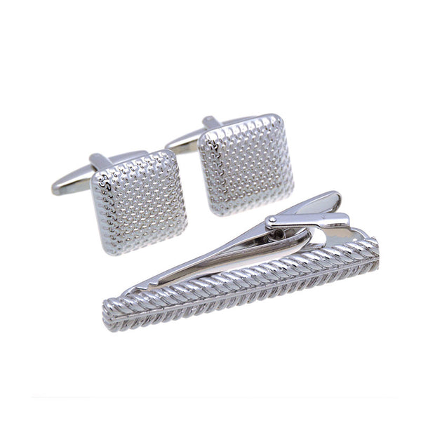 Plain Colour Metal Cufflinks And Collar Set