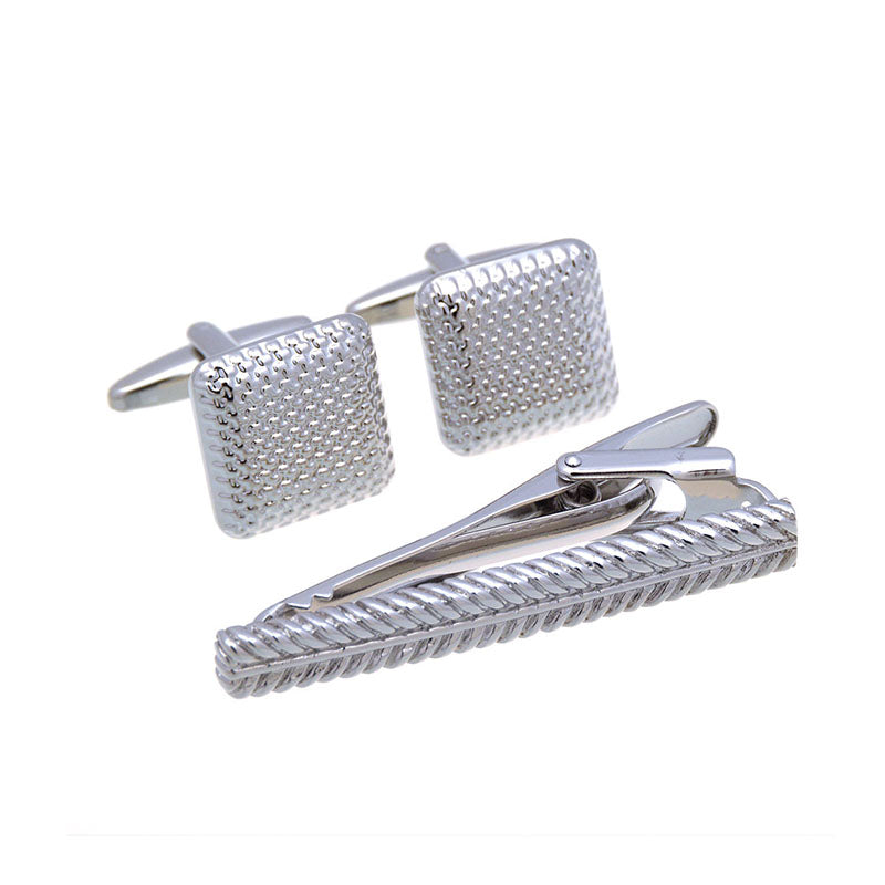 Plain Colour Metal Cufflinks And Collar Set