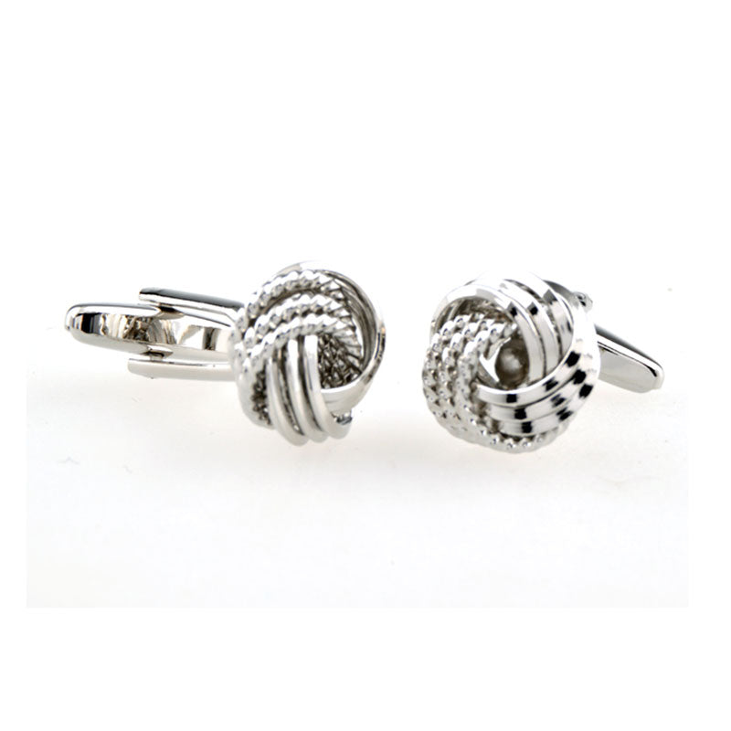 Laser Laser Chinese Knot Plain Colour Metal Cufflinks