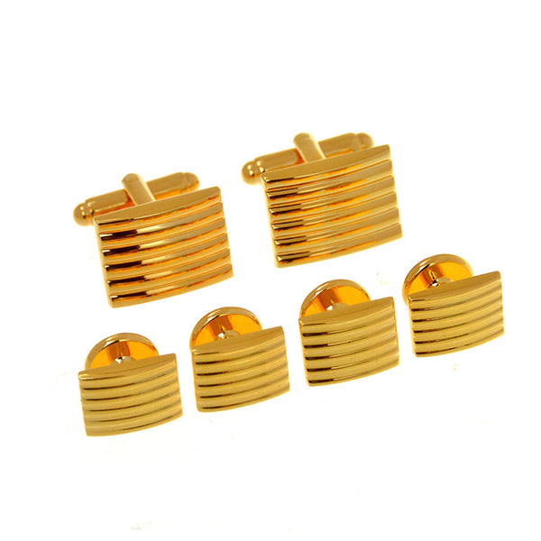 Plain Colour Metal Cufflinks And Collar Set