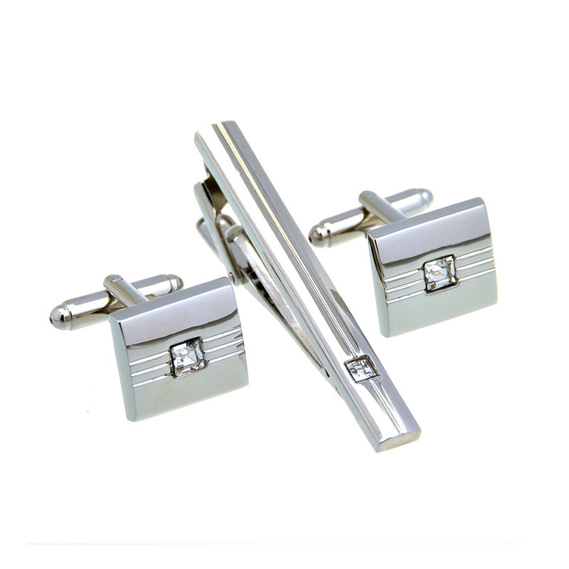 Crystal Zircon Cufflinks And Collar Set