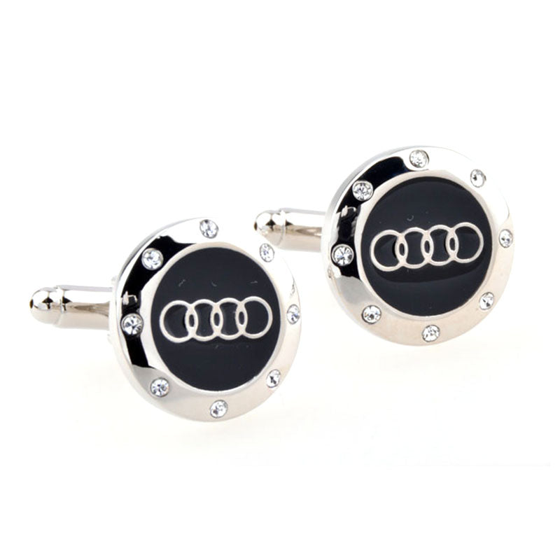 Car Logo Traffic Crystal Zircon Cufflinks