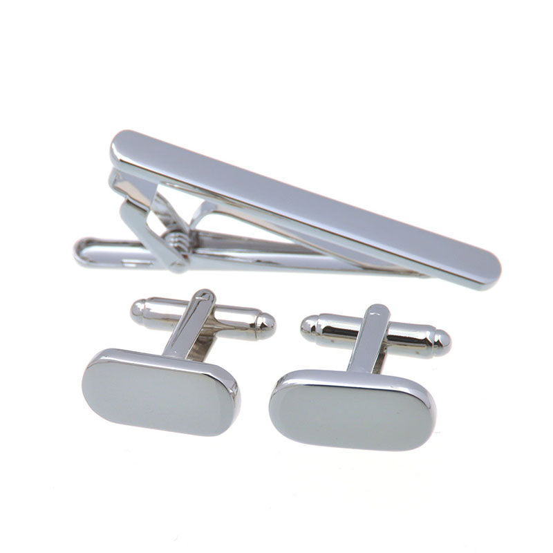 Plain Colour Metal Cufflinks And Collar Set
