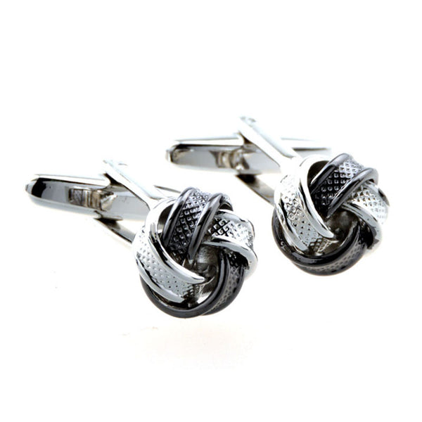 Laser Laser Chinese Knot Plain Colour Metal Cufflinks