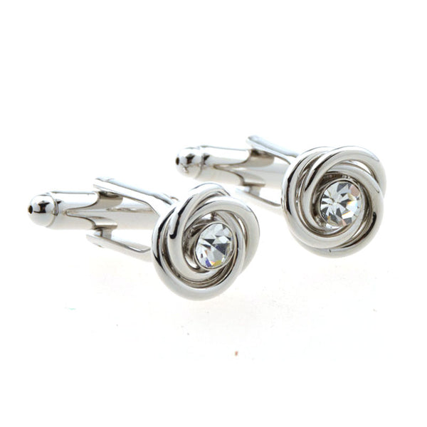 Laser Laser Chinese Knot Crystal Zircon Cufflinks