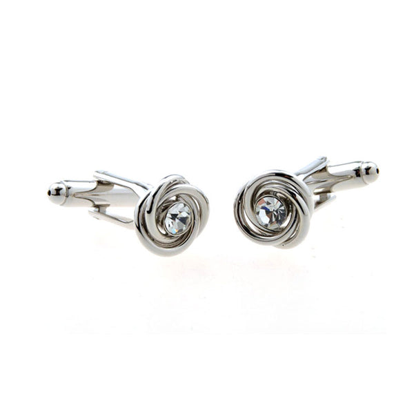 Laser Laser Chinese Knot Crystal Zircon Cufflinks