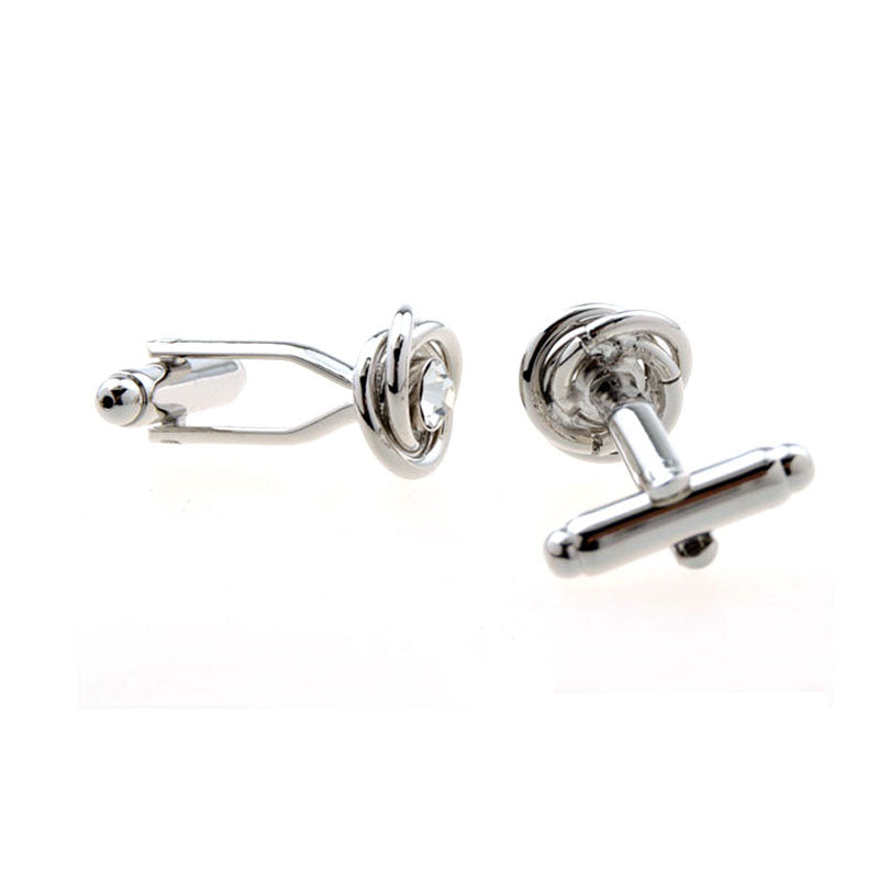 Laser Laser Chinese Knot Crystal Zircon Cufflinks